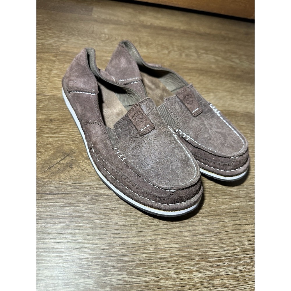 Ariat Cruiser Slip On Shoes Womens 9 Brown Embossed Suede Casual Comfort Loafers
